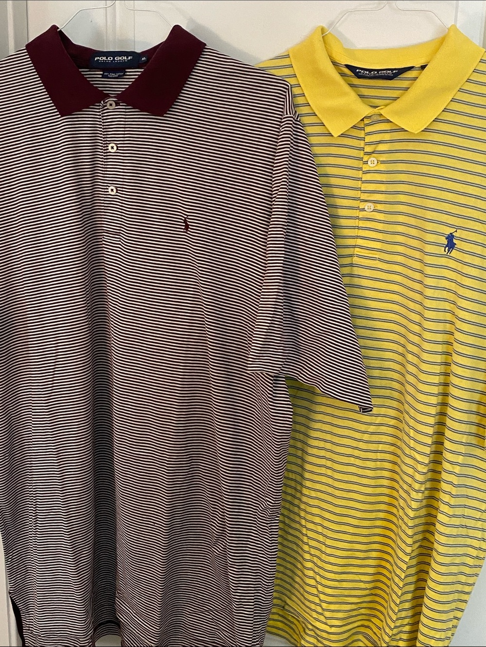 2 Polo Golf Striped Polo Shirts 100% Pima Cotton Size XL